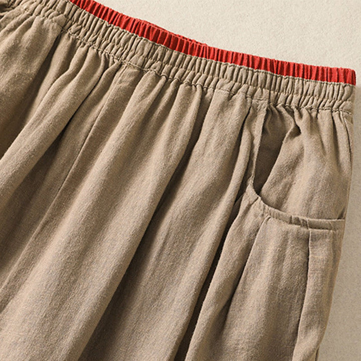 Buddha Stonesカジュアル刺繍 レディース コットンリネン 7-8丈 ハーレムパンツ ポケット付き - image 3