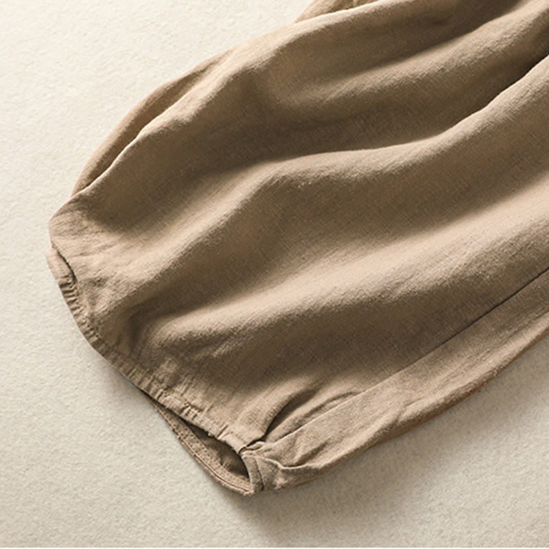 Buddha Stonesカジュアル刺繍 レディース コットンリネン 7-8丈 ハーレムパンツ ポケット付き - image 5