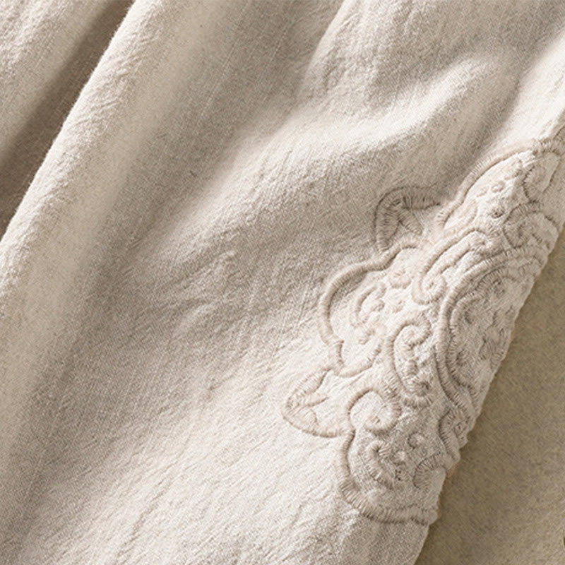 Buddha Stonesカジュアル刺繍 レディース コットンリネン 7-8丈 ハーレムパンツ ポケット付き - image 11