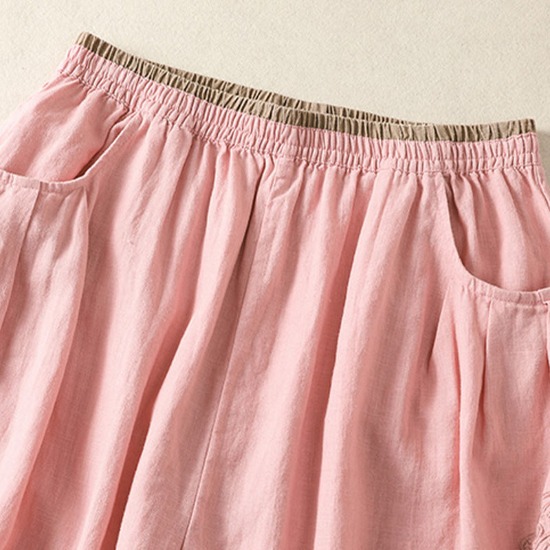 Buddha Stonesカジュアル刺繍 レディース コットンリネン 7-8丈 ハーレムパンツ ポケット付き - image 19