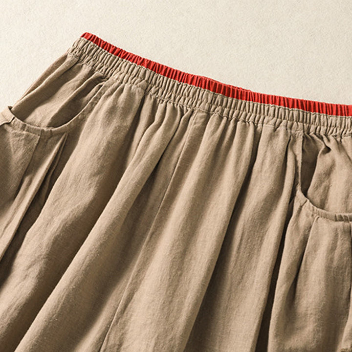 Buddha Stonesカジュアル刺繍 レディース コットンリネン 7-8丈 ハーレムパンツ ポケット付き - image 2