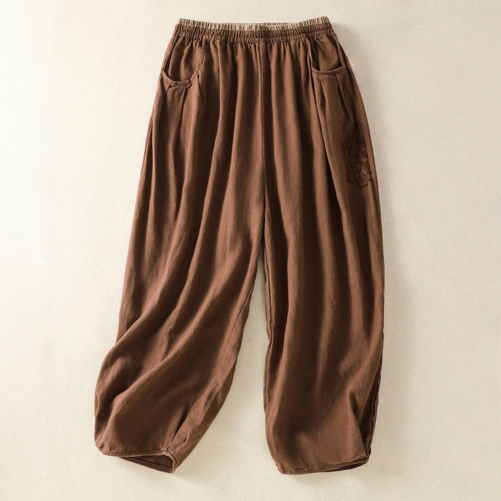 Buddha Stonesカジュアル刺繍 レディース コットンリネン 7-8丈 ハーレムパンツ ポケット付き - シエナ - US8-10，UK/AU12-14，EU40-42 (2XL) - image 23