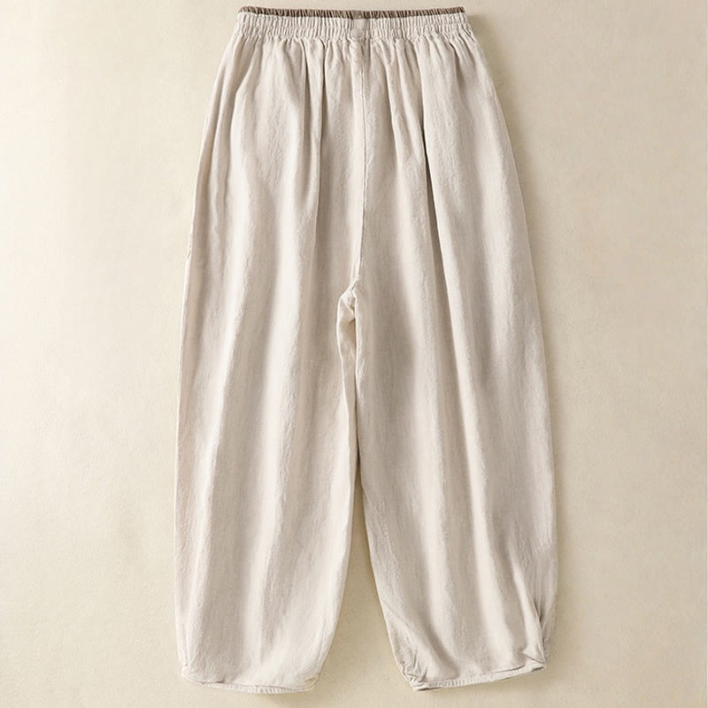 Buddha Stonesカジュアル刺繍 レディース コットンリネン 7-8丈 ハーレムパンツ ポケット付き - image 7