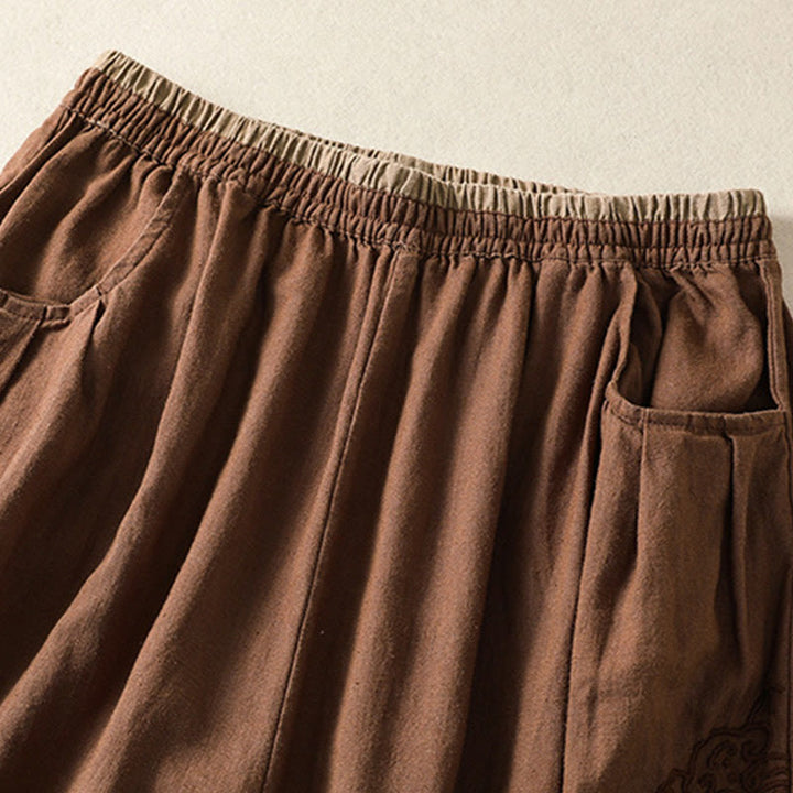 Buddha Stonesカジュアル刺繍 レディース コットンリネン 7-8丈 ハーレムパンツ ポケット付き - image 26