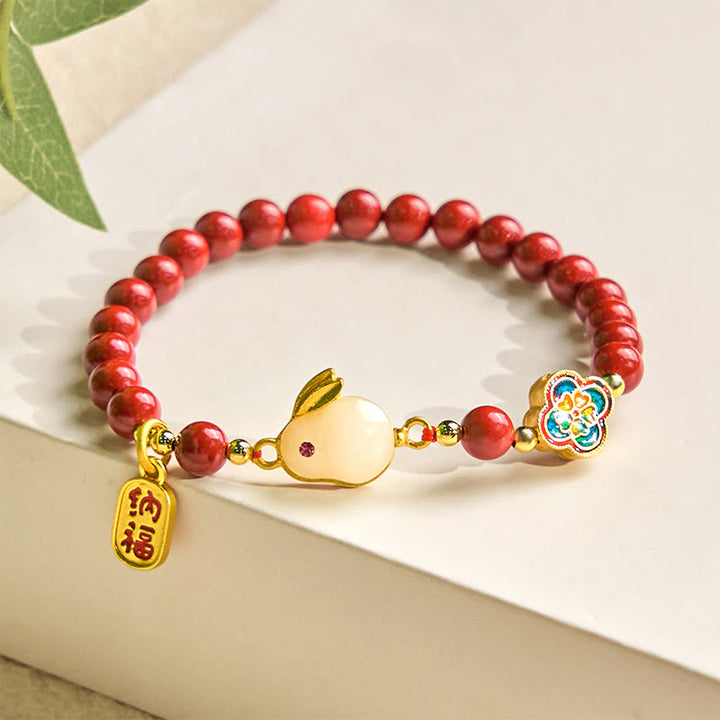 Buddha Stones辰砂 かわいいウサギ バニーフー キャラクター カームブレスレット