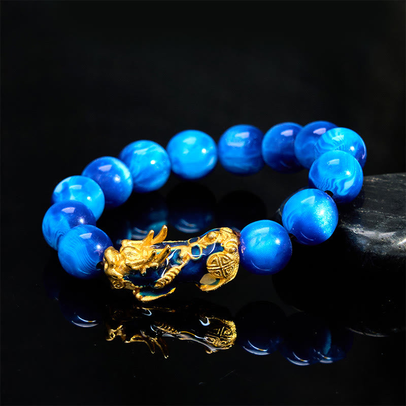 Buddha Stones カラーチェンジ素材×貔貅チャーム カラフルヒーリングブレスレット（前向きなエネルギーに）