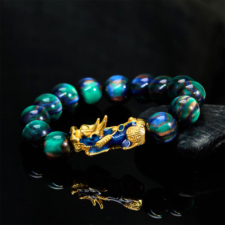 Buddha Stones カラーチェンジ素材×貔貅チャーム カラフルヒーリングブレスレット（前向きなエネルギーに）