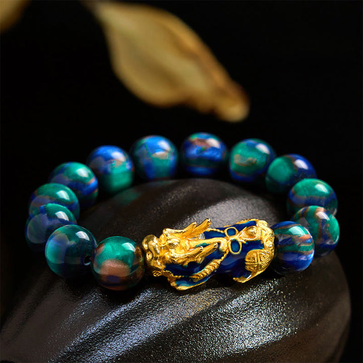 Buddha Stones カラーチェンジ素材×貔貅チャーム カラフルヒーリングブレスレット（前向きなエネルギーに） - 12mm グリーンシーウィロー（手首周り17～18cm） - image 10