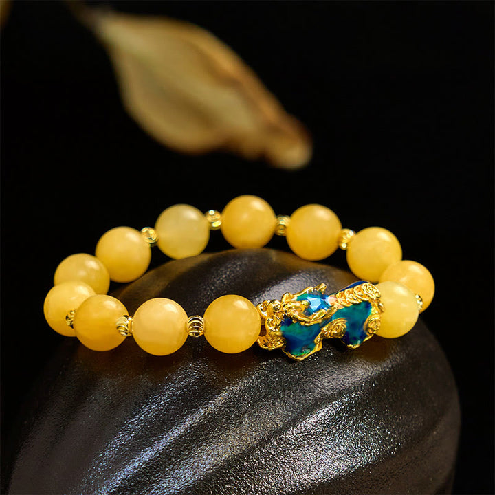 Buddha Stones天然トパーズカラーチェンジ貔貅富ブレスレット