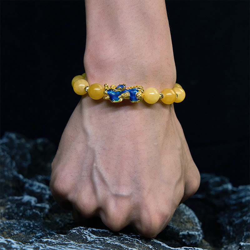 Buddha Stones天然トパーズカラーチェンジ貔貅富ブレスレット