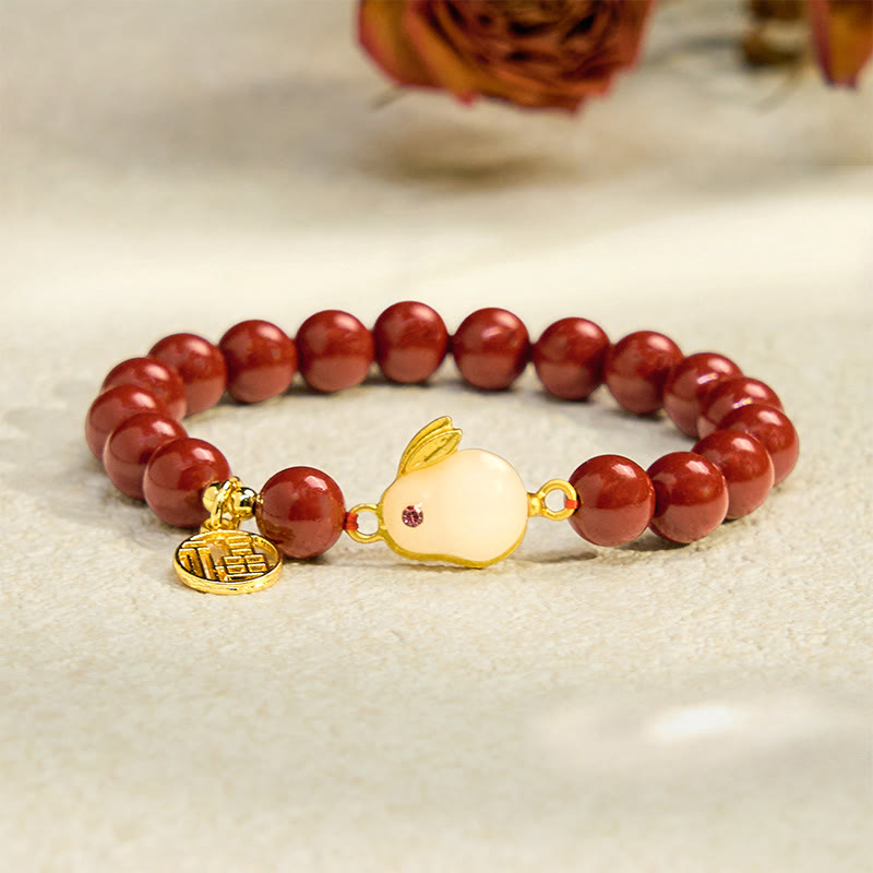 Buddha Stones辰砂 うさぎ うさぎ 福 キャラクター 祝福 ブレスレット