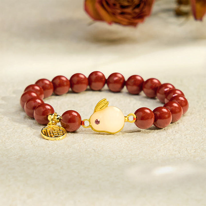 Buddha Stones辰砂 うさぎ うさぎ 福 キャラクター 祝福 ブレスレット