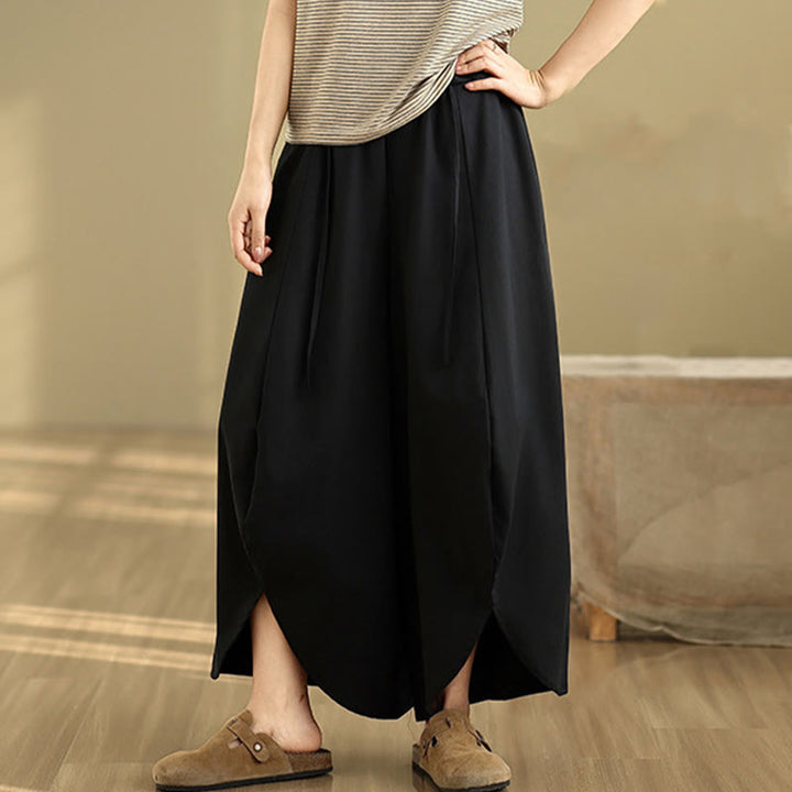 Buddha Stonesサマー ヴィンテージ レースアップ レディース ワイドレッグ スプリットパンツ ポケット付き - image 3