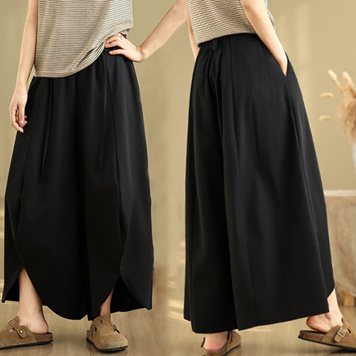 Buddha Stonesサマー ヴィンテージ レースアップ レディース ワイドレッグ スプリットパンツ ポケット付き - image 5