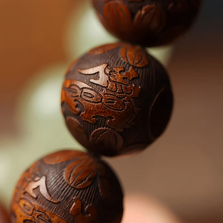 Buddha Stonesサッパン木彫り貔貅キャラクター治癒ブレスレット