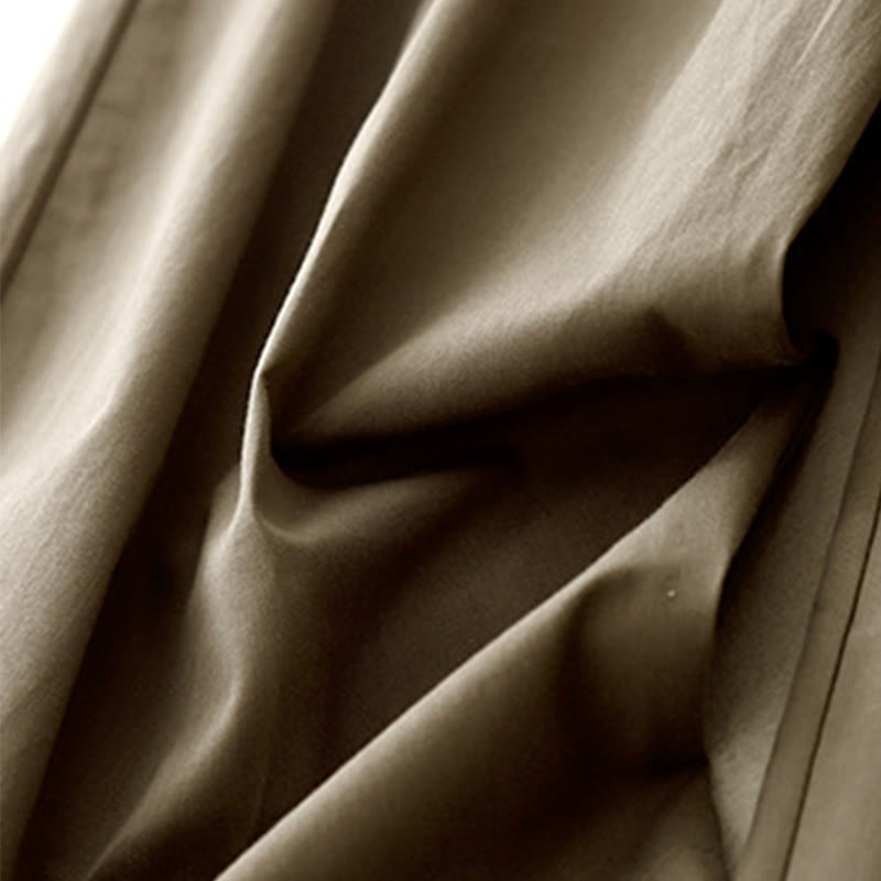 Buddha Stonesカジュアル ヴィンテージ 無地 ボタンデザイン レディース ワイドレッグ コットンパンツ ポケット付き - image 10