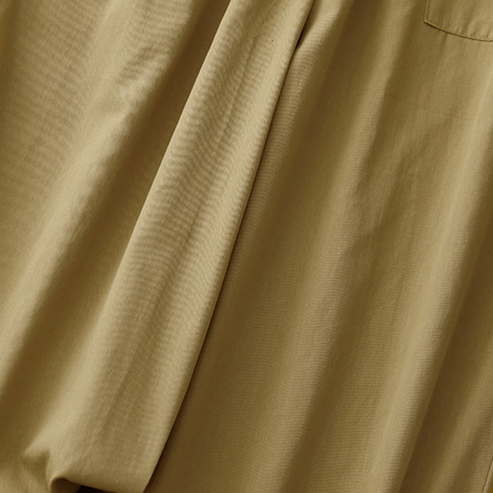 Buddha Stonesカジュアル ヴィンテージ 無地 ボタンデザイン レディース ワイドレッグ コットンパンツ ポケット付き - image 3