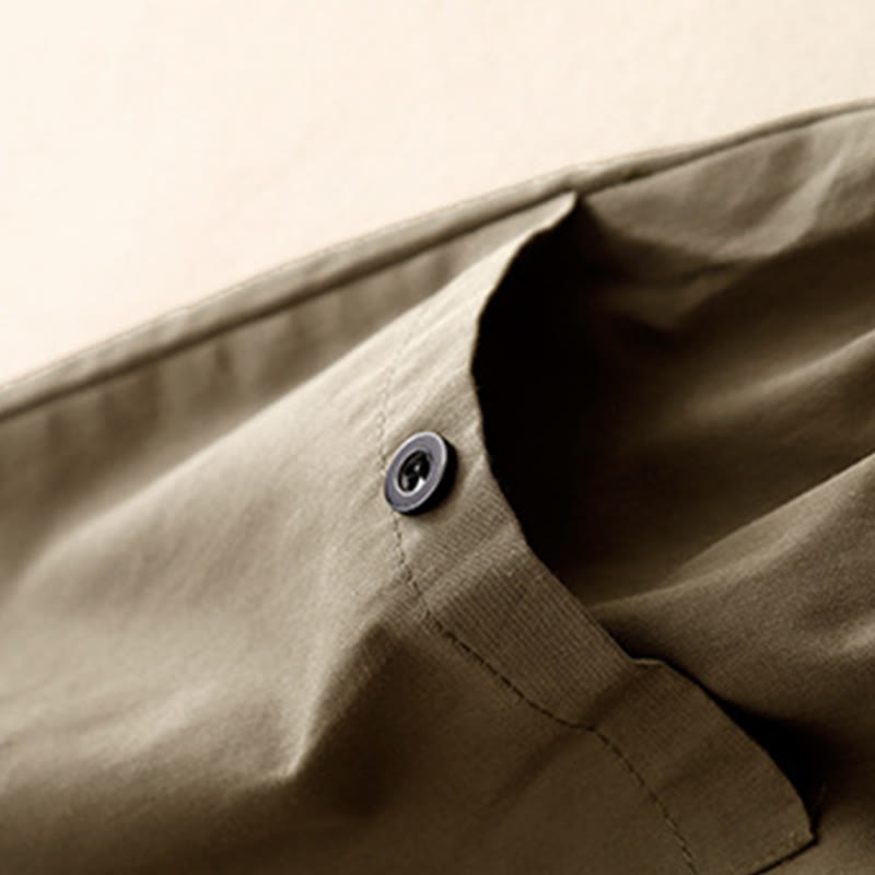 Buddha Stonesカジュアル ヴィンテージ 無地 ボタンデザイン レディース ワイドレッグ コットンパンツ ポケット付き - image 12