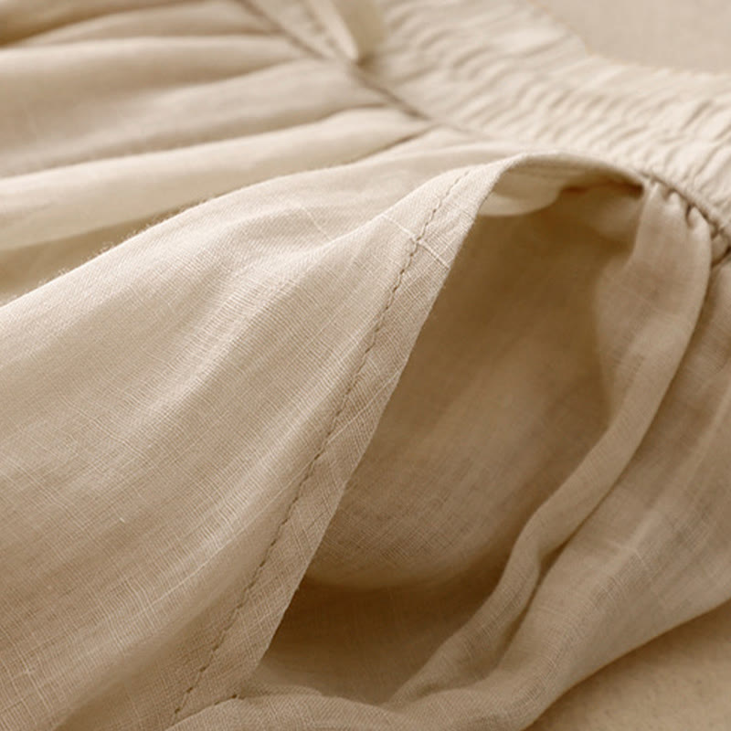 Buddha Stonesカジュアル ヴィンテージ 無地 ドローストリング レース パッチワーク デザイン レディース ワイドレッグ コットン 伸縮性ウエストバンド パンツ ポケット付き - image 13