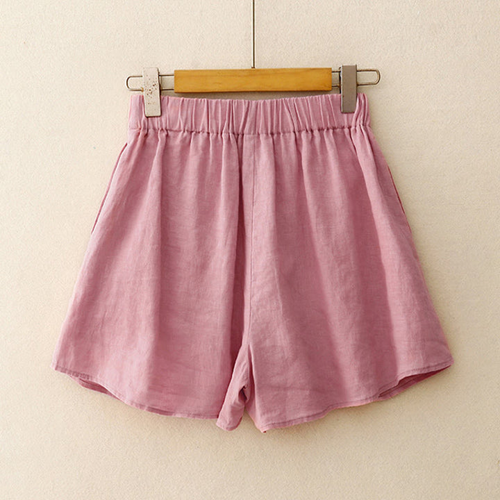 Buddha Stones夏用 2点セット 無地 長袖シャツ トップス ショートパンツ 瞑想服 レディース セット ポケット付き - image 9