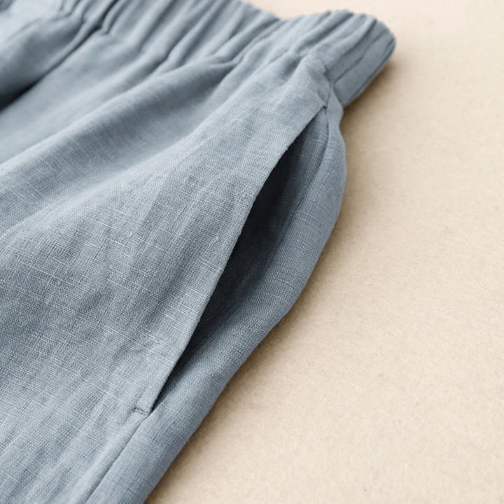 Buddha Stones夏用 2点セット 無地 長袖シャツ トップス ショートパンツ 瞑想服 レディース セット ポケット付き - image 26