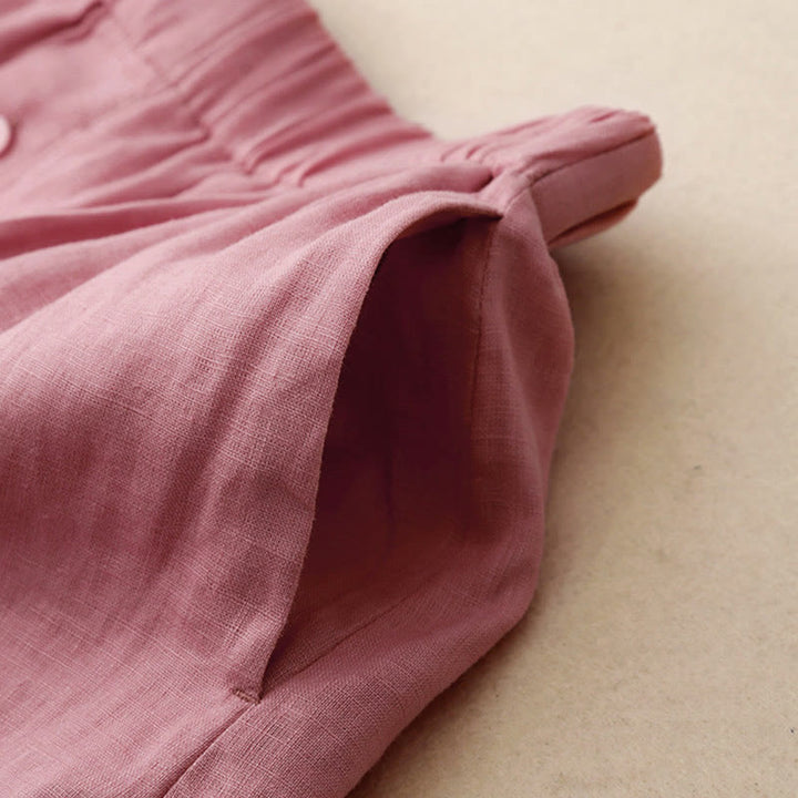 Buddha Stones夏 2点セット 無地 長袖 シャツ トップス カーディガン ショートパンツ 瞑想服 レディース ポケット付き - image 12