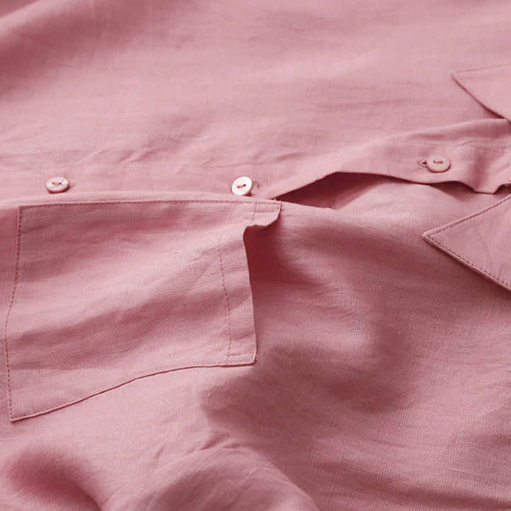 Buddha Stones夏 2点セット 無地 長袖 シャツ トップス カーディガン ショートパンツ 瞑想服 レディース ポケット付き - image 7