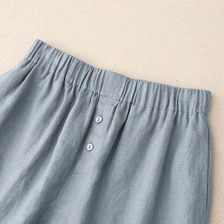 Buddha Stones夏用 2点セット 無地 長袖シャツ トップス ショートパンツ 瞑想服 レディース セット ポケット付き - image 25