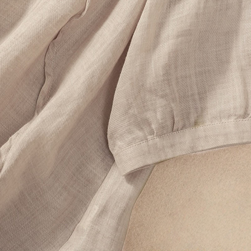 Buddha Stonesカジュアル デイリー 無地 ボタン フリルデザイン スタンドカラー レディース コットン リネン 七分袖 シャツ カーディガン - image 12