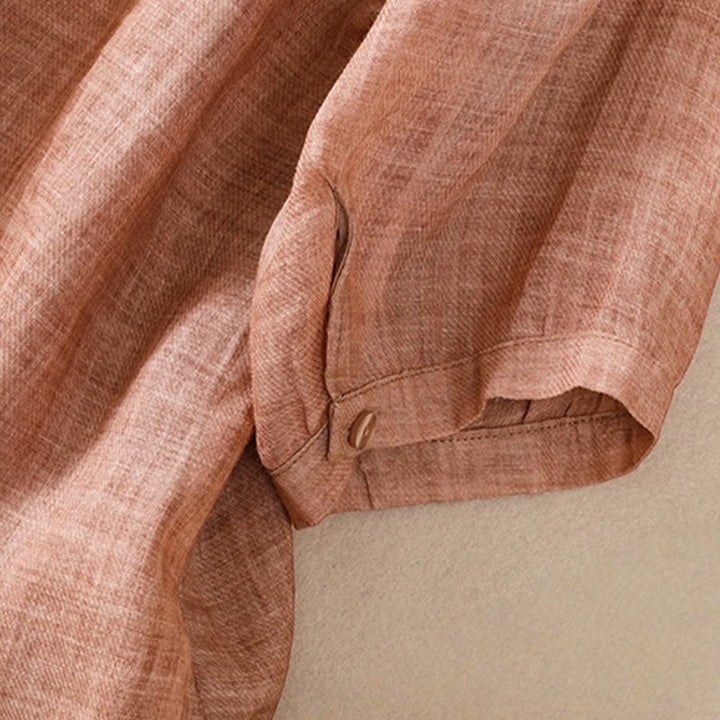 Buddha Stonesカジュアル デイリー 無地 ボタン フリルデザイン スタンドカラー レディース コットン リネン 七分袖 シャツ カーディガン - image 22