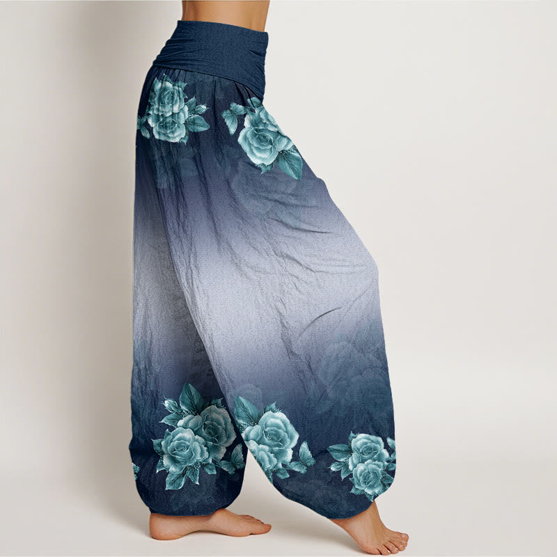 Buddha Stonesカジュアル ローズ リーフ柄 レディース 伸縮性ウエスト ハーレムパンツ - image 6