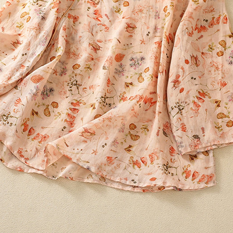 Buddha Stones夏 カジュアル プリント カエルボタンデザイン レディース コットンリネン 長袖シャツ - image 7