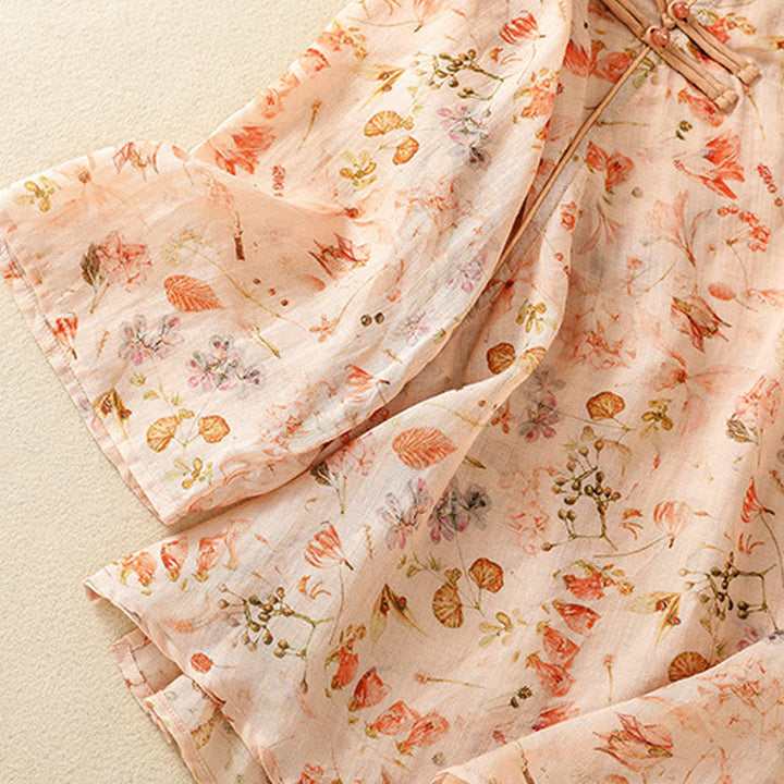 Buddha Stones夏 カジュアル プリント カエルボタンデザイン レディース コットンリネン 長袖シャツ - image 6