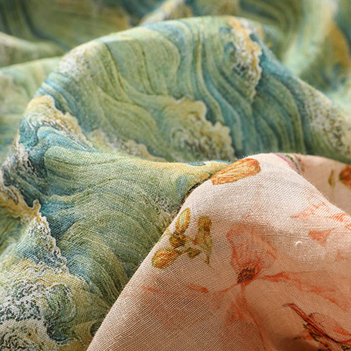 Buddha Stones夏 カジュアル プリント カエルボタンデザイン レディース コットンリネン 長袖シャツ - image 20