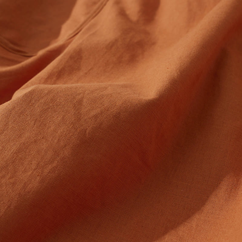 Buddha Stonesサマー レトロ 無地 ボタンデザイン 半袖 コットン ミディドレス ポケット付き - image 7