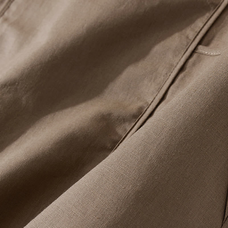 Buddha Stonesサマー レトロ 無地 ボタンデザイン 半袖 コットン ミディドレス ポケット付き - image 13