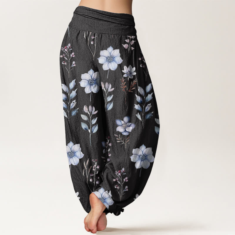 Buddha Stonesカジュアル 繊細な花柄 葉柄 レディース 伸縮性ウエスト ハーレムパンツ - image 3