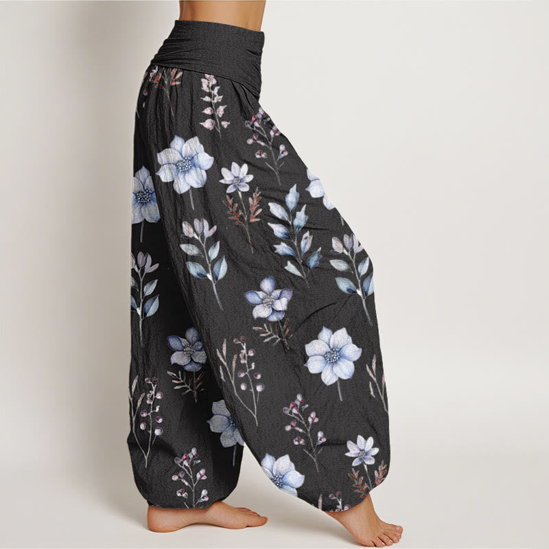 Buddha Stonesカジュアル 繊細な花柄 葉柄 レディース 伸縮性ウエスト ハーレムパンツ - image 2