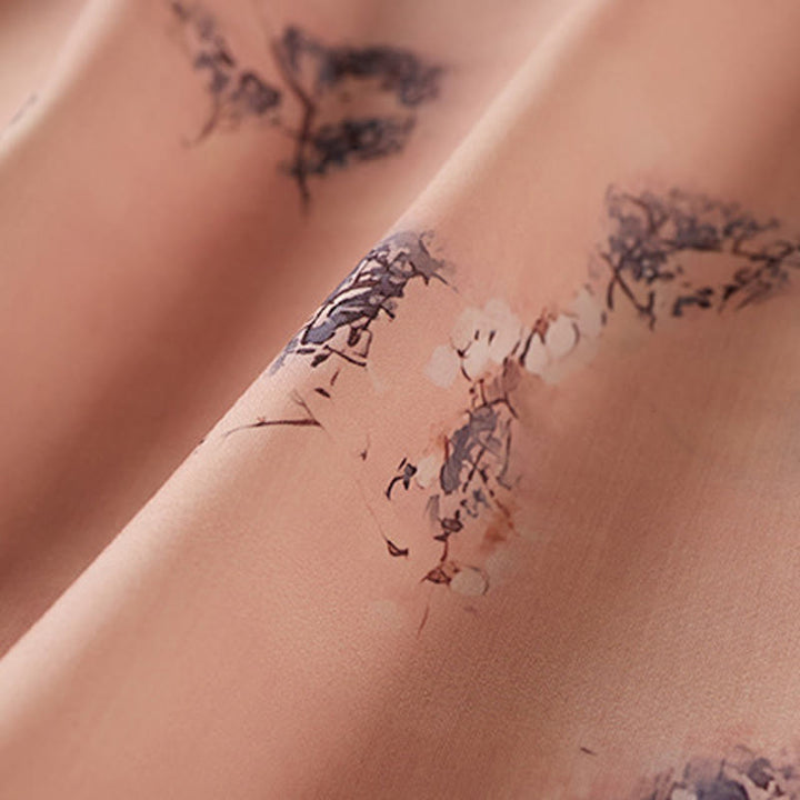 Buddha Stones夏 ヴィンテージプリント 花柄 斜めボタン スタンドカラーデザイン 半袖 コットン チャイナドレス ポケット付き - image 4