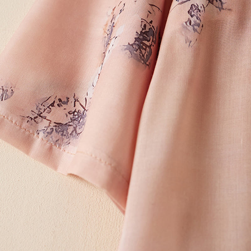 Buddha Stones夏 ヴィンテージプリント 花柄 斜めボタン スタンドカラーデザイン 半袖 コットン チャイナドレス ポケット付き - image 3