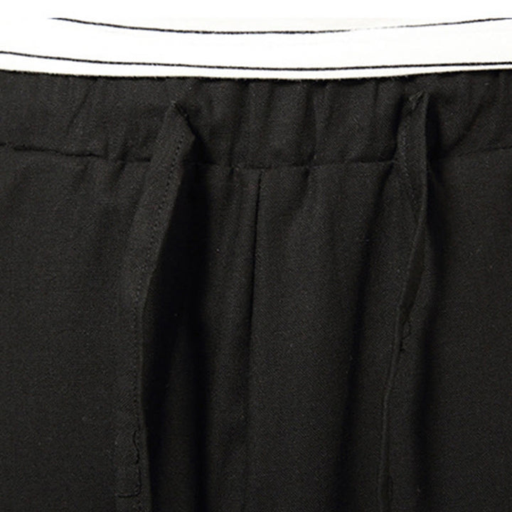 Buddha Stones春 無地 シンプル パッチワークデザイン ドローストリング コットンリネン メンズ 7-8丈 ワイドレッグパンツ ポケット付き - image 22