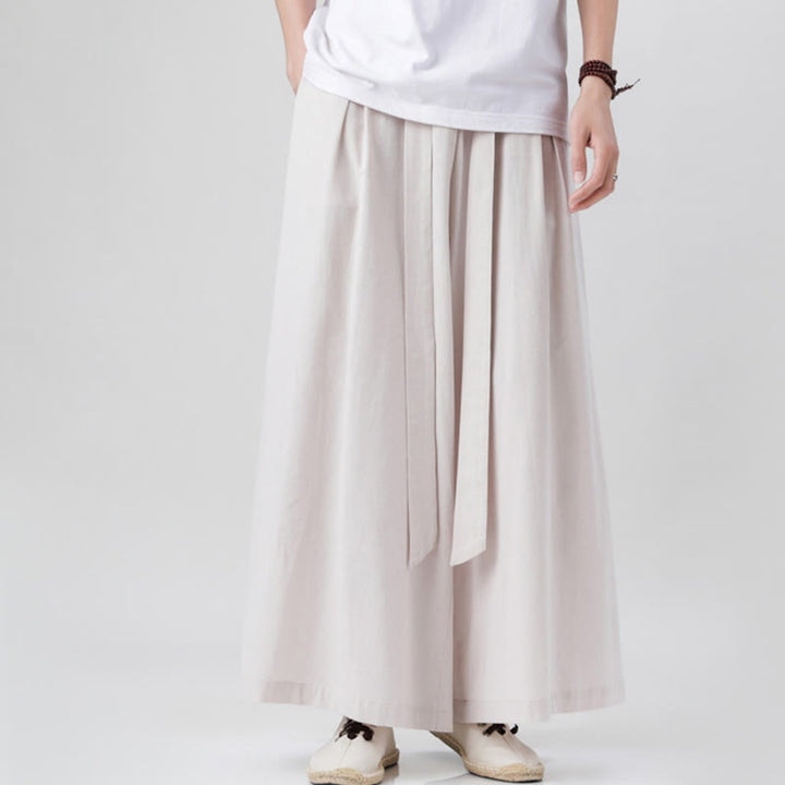 Buddha Stones春 カジュアル スポーツ ドローストリングデザイン メンズ コットンリネン ワイドレッグパンツ ポケット付き - image 14