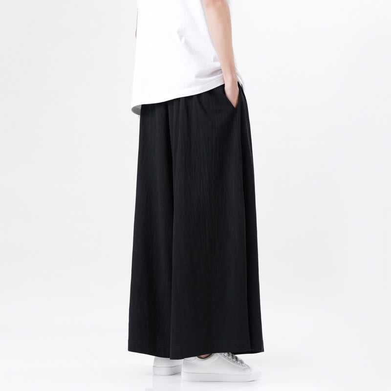Buddha Stones春 カジュアル スポーツ ドローストリングデザイン メンズ コットンリネン ワイドレッグパンツ ポケット付き - image 21