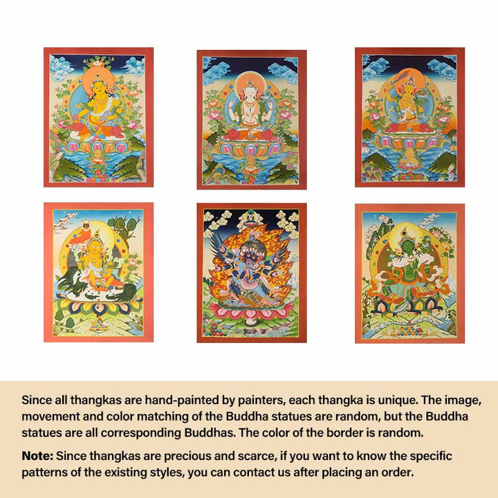 Buddha Stonesチベットタンカ画 黄色の富の神 緑の多羅観音 手作り装飾 ブラインドボックス（ランダムスタイル）