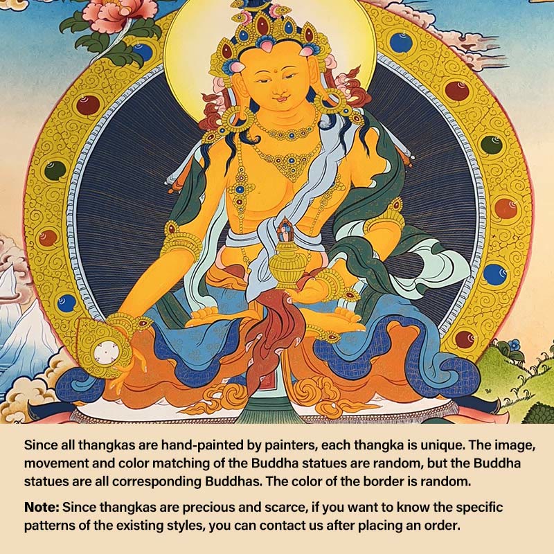 Buddha Stonesチベットタンカ画 黄色の富の神 緑の多羅観音 手作り装飾 ブラインドボックス（ランダムスタイル） - 27.56×21.6インチ/70×55cm 長寿仏（ランダムタンカスタイル、利用可能なスタイルについてはカスタマーサービスにお問い合わせください） - image 16