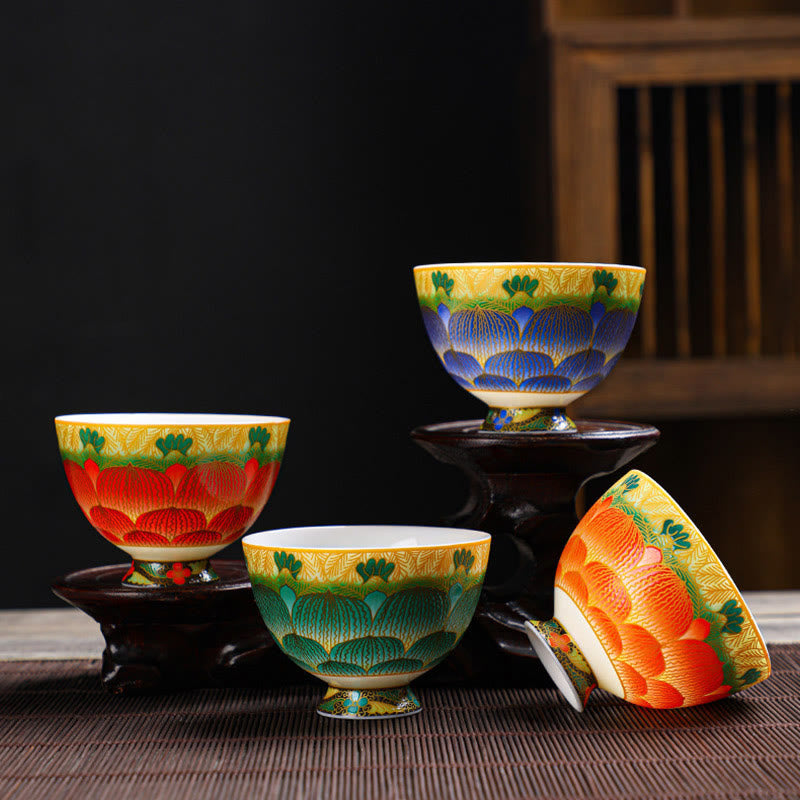 Buddha Stones蓮 陶器 ティーカップ フラワー ティーカップ 100ml