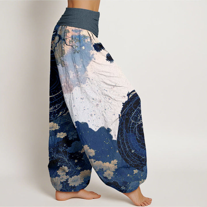 Buddha Stonesコットンカジュアルドラゴン古代樹柄レディース伸縮性ウエストハーレムパンツ - image 8