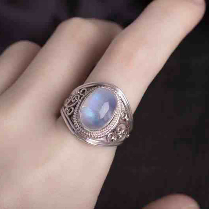 Buddha Stones 925スターリングシルバー ハンドメイド 天然ムーンストーン ヒーリング 調節可能リング - image 13