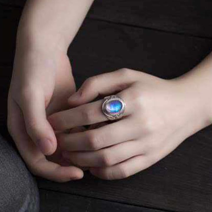 Buddha Stones 925スターリングシルバー ハンドメイド 天然ムーンストーン ヒーリング 調節可能リング - image 5