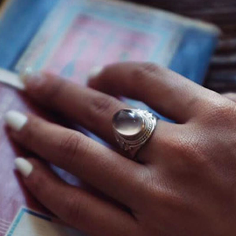 Buddha Stones 925スターリングシルバー ハンドメイド 天然ローズクォーツ 愛のエネルギー 調節可能リング - image 11